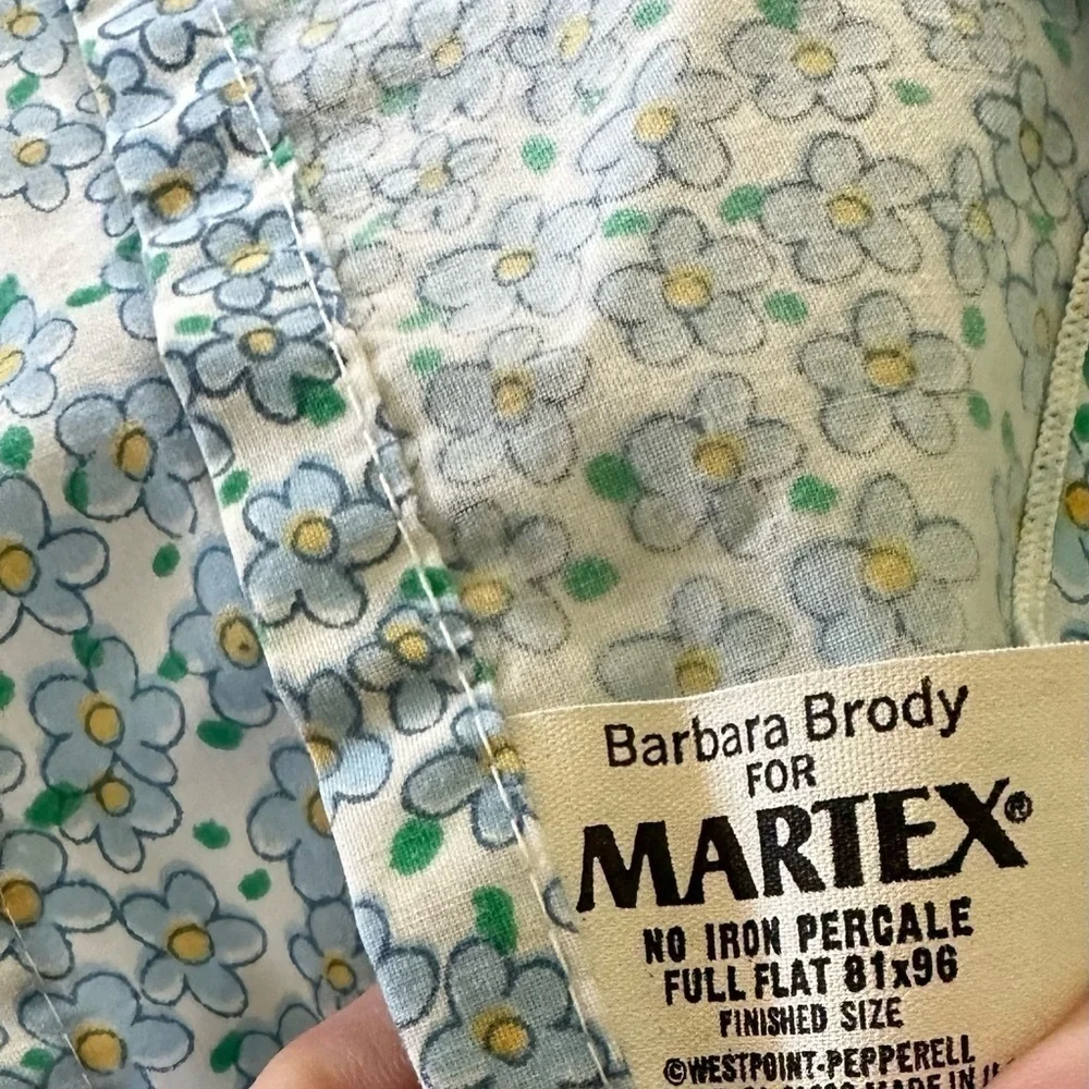 Vintage blue pink floral FULL size bed sheet set